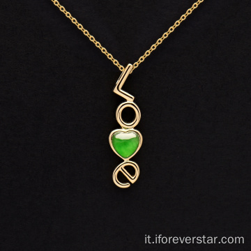 Ciondolo jadeite ghiacciato in oro giallo 18k